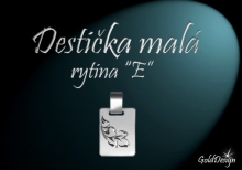 Destička malá E - přívěsek rhodium